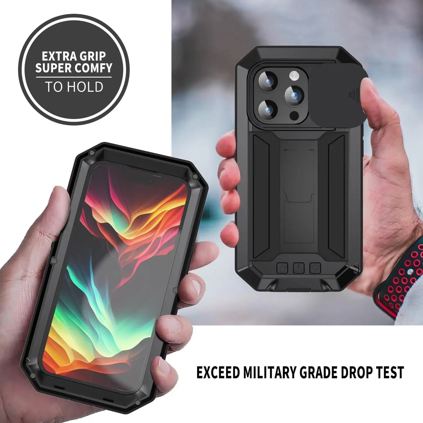 Heavy Duty Armor Rugged Metal Case For iPhone 16 Plus 16 Pro Max Screw Military Shockproof Cover with Screen Camera Protector Privacy Cover